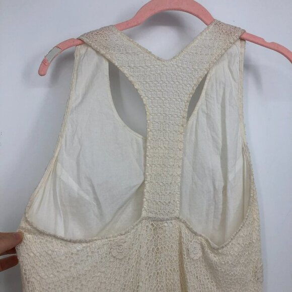 Maje Paris Creme Ecru Rye crochet sleeveless  mini dress lace hem racerback 3 - Picture 7 of 16